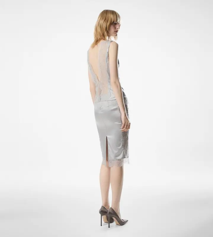 SLEEVELESS SILK TOP WITH V-BACK AND LACE INSERTS online